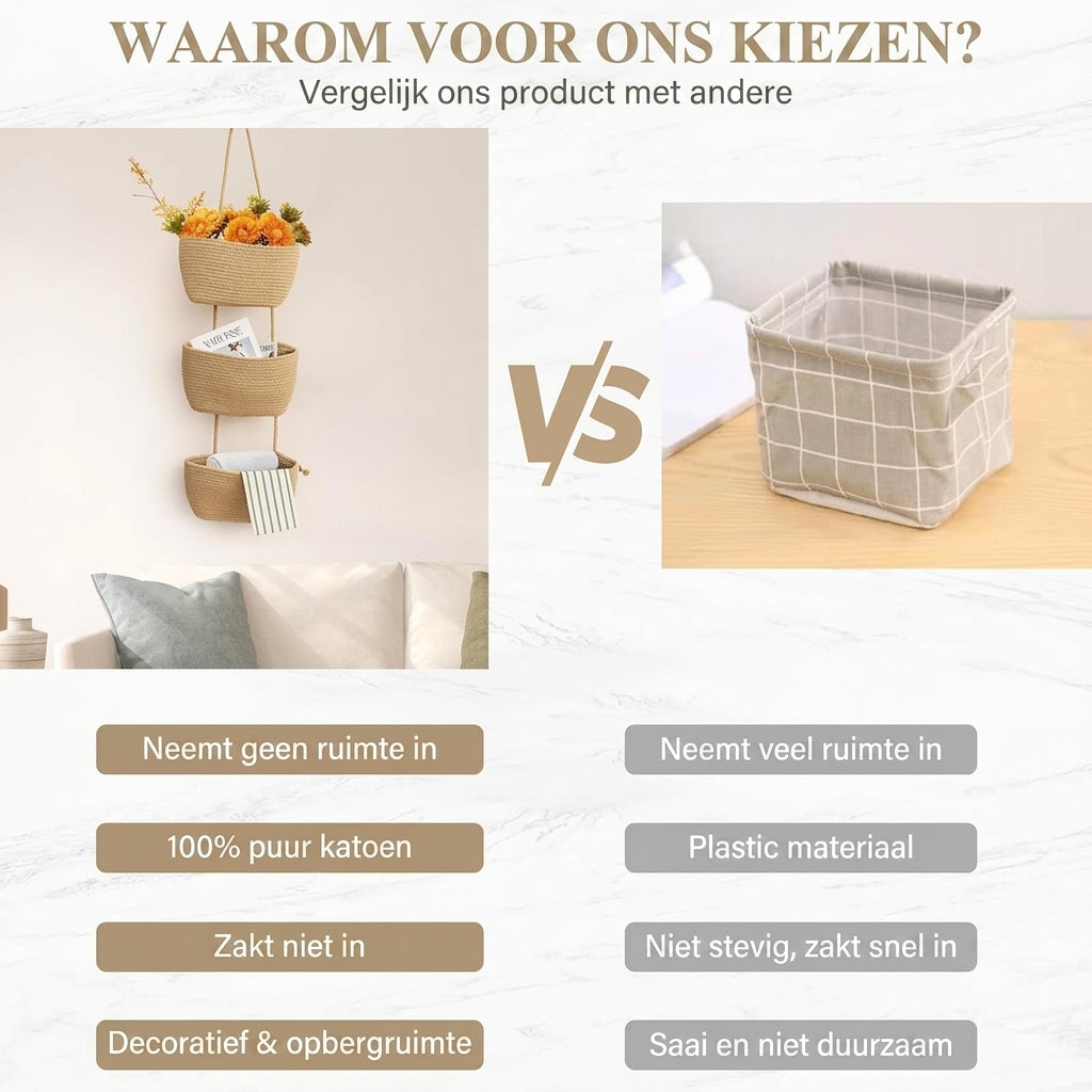 TRIOVA – Hangende opbergmand met 3 vakken